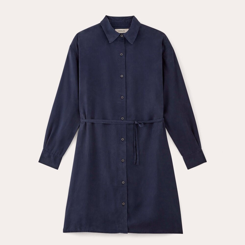 Everlane Women's Must-Have Shirtdress in Butterlite in Navy, Size Large